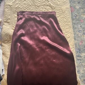 Zara Satin Midi Skirt in Deep Burgundy